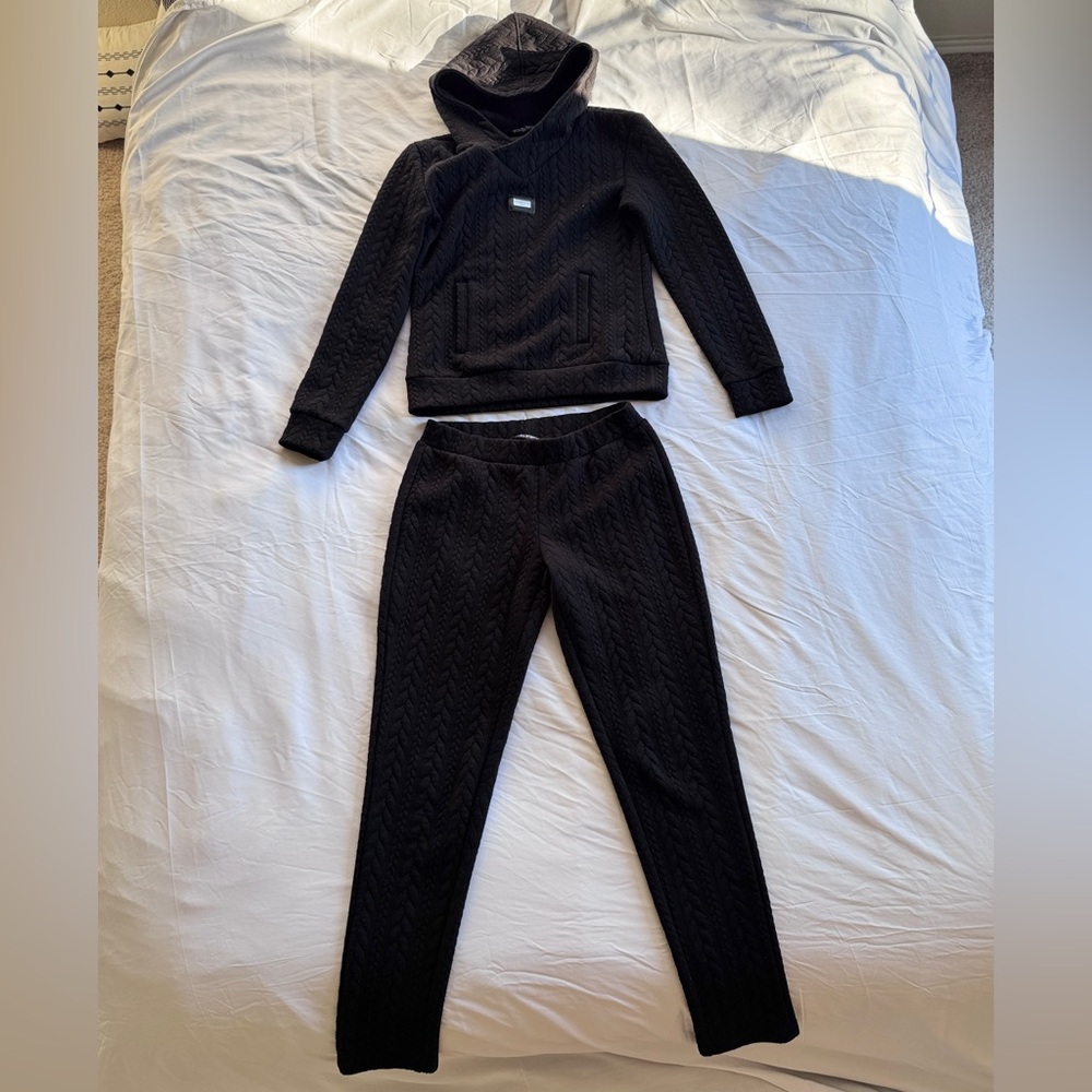 Black cable knit tracksuit